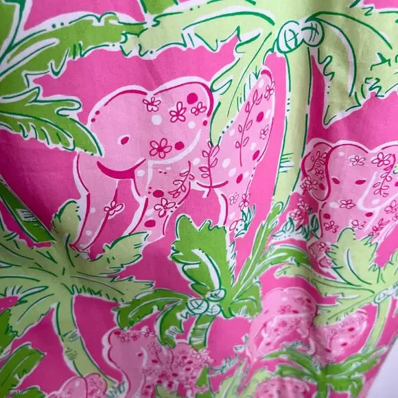 Vintage Lilly Pulitzer Sleeveless Mini Dress Women 8 Pink Elephant Print - Picture 2 of 8